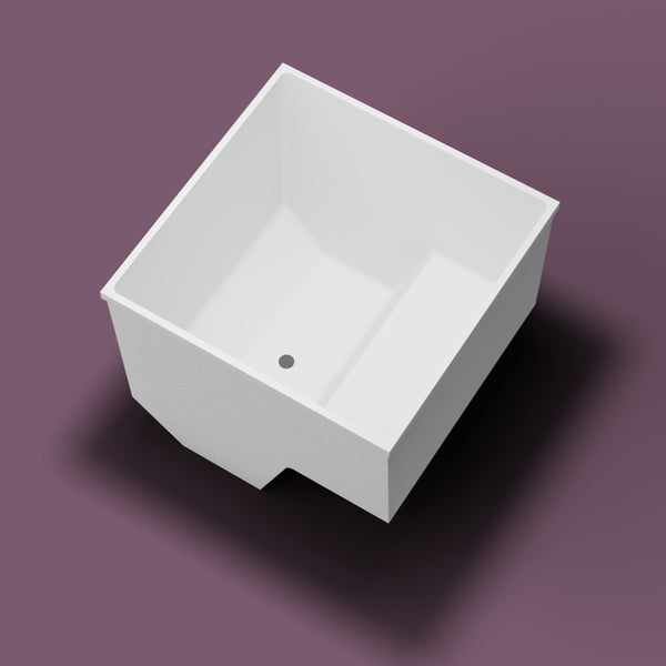 1100 x 1100 Seated Soaking Tub — Overhead [render:highbird:nofeet] [bg:aubergine]