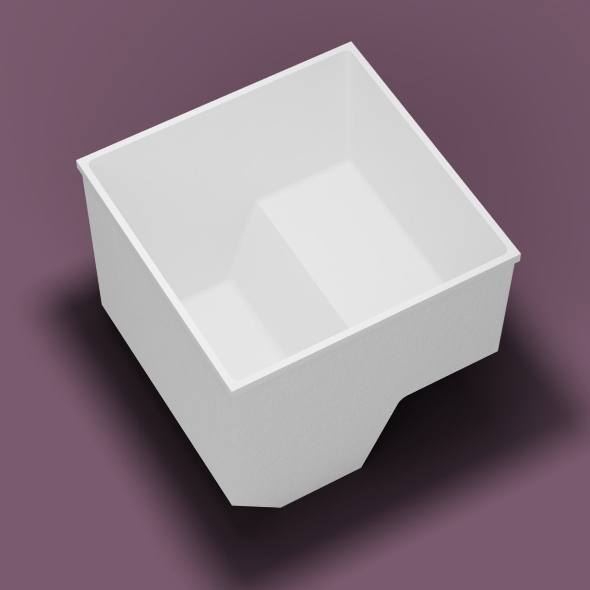 1100 x 1100 Seated Soaking Tub — Tipped in [render:tipped:nofeet] [bg:aubergine]