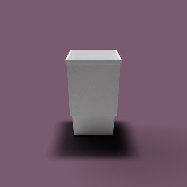 1100 x 600 Seated Soaking Tub — End view [render:endelev:nofeet] [bg:aubergine]