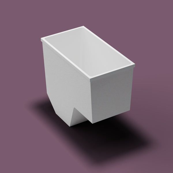1100 x 600 Seated Soaking Tub — High three-quarter [render:quarter:nofeet] [bg:aubergine]