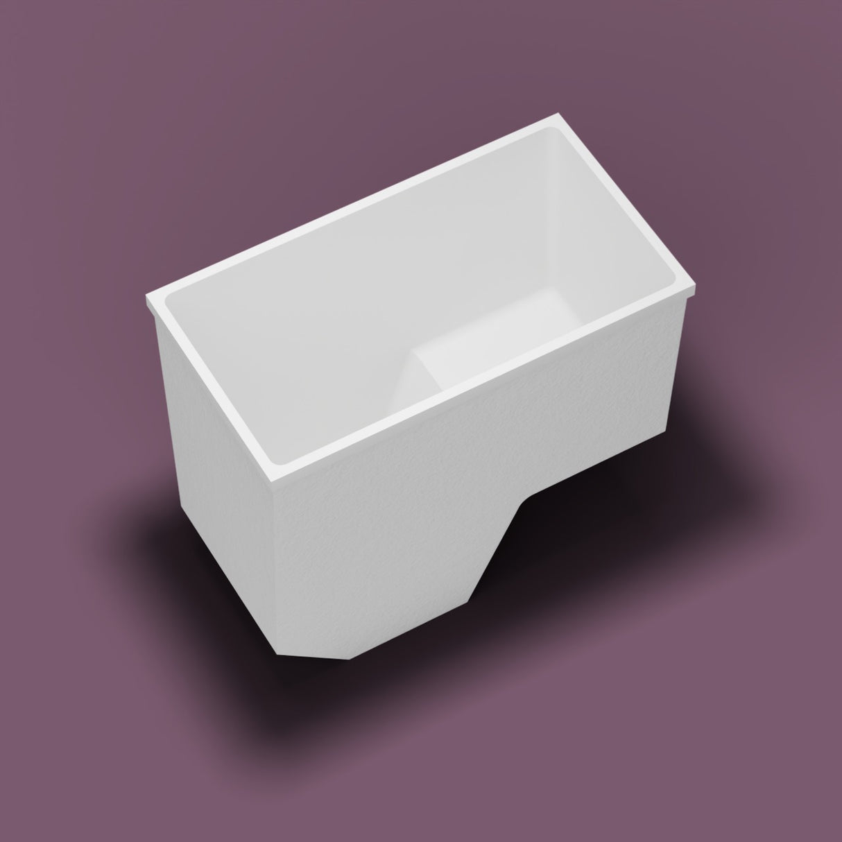 1100 x 600 Seated Soaking Tub — Tipped in [render:tipped:nofeet] [bg:aubergine]