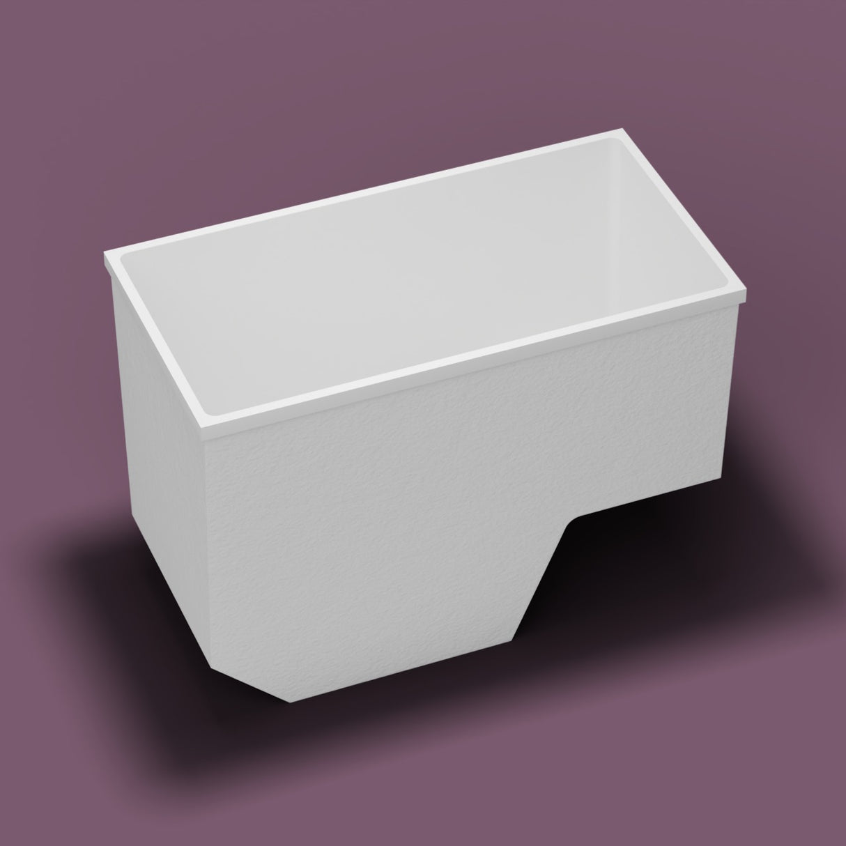 1350 x 700 Seated Soaking Tub — Three-quarter [render:heroL:nofeet] [bg:aubergine]