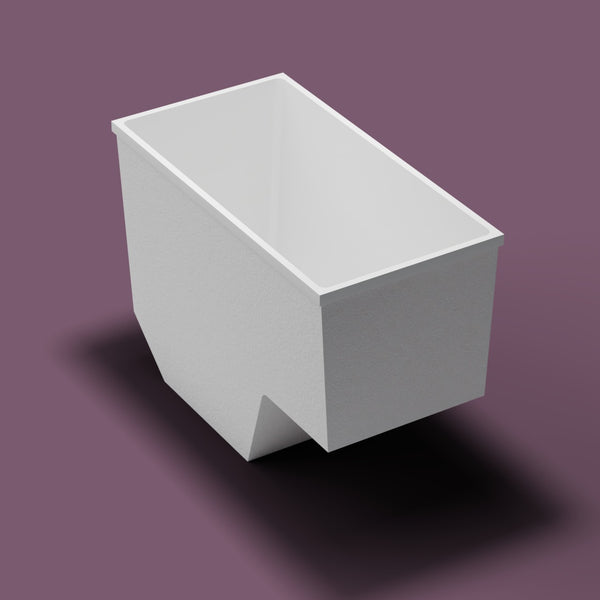 1350 x 700 Seated Soaking Tub — High three-quarter [render:quarter:nofeet] [bg:aubergine]