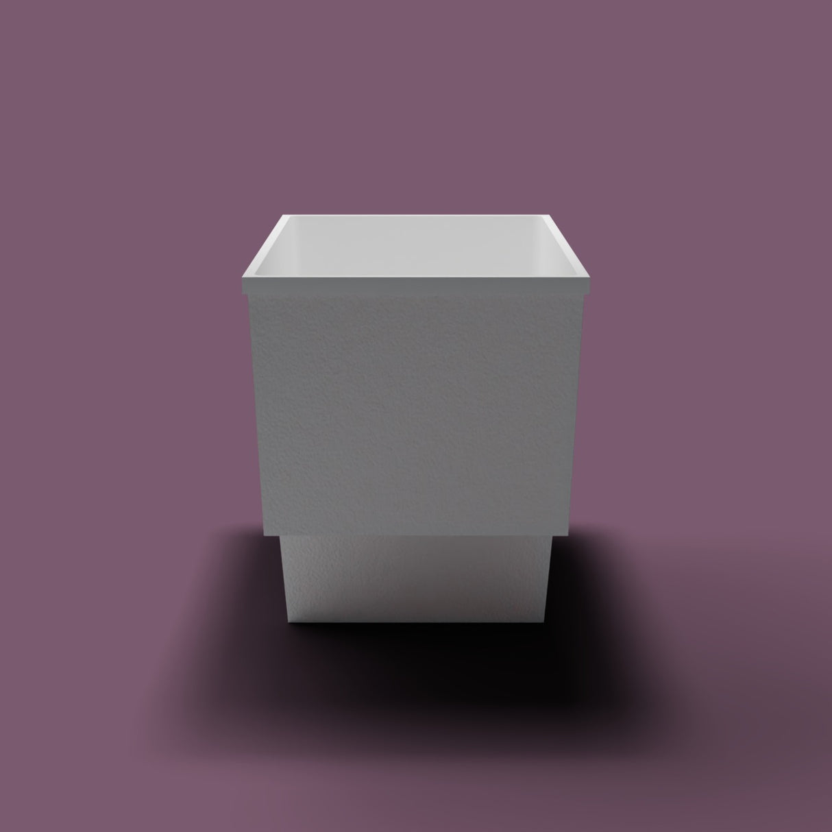 1495 x 800 Seated Soaking Tub — End view [render:endelev:nofeet] [bg:aubergine]