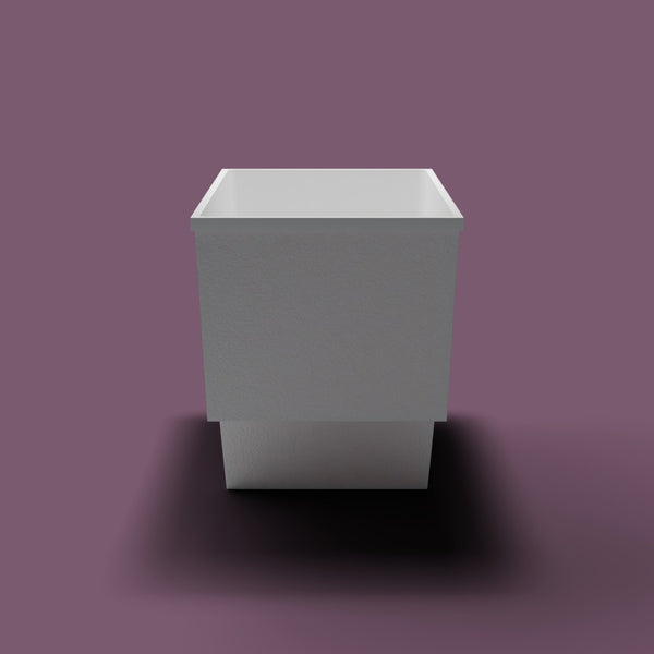 1495 x 800 Seated Soaking Tub — End view [render:endelev:nofeet] [bg:aubergine]