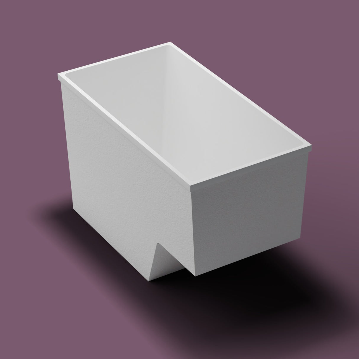 1495 x 800 Seated Soaking Tub — High three-quarter [render:quarter:nofeet] [bg:aubergine]
