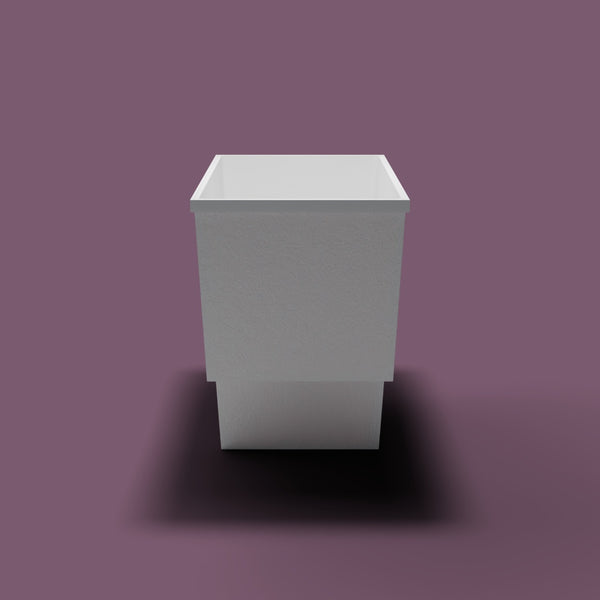 1500 x 700 Seated Soaking Tub — End view [render:endelev:nofeet] [bg:aubergine]