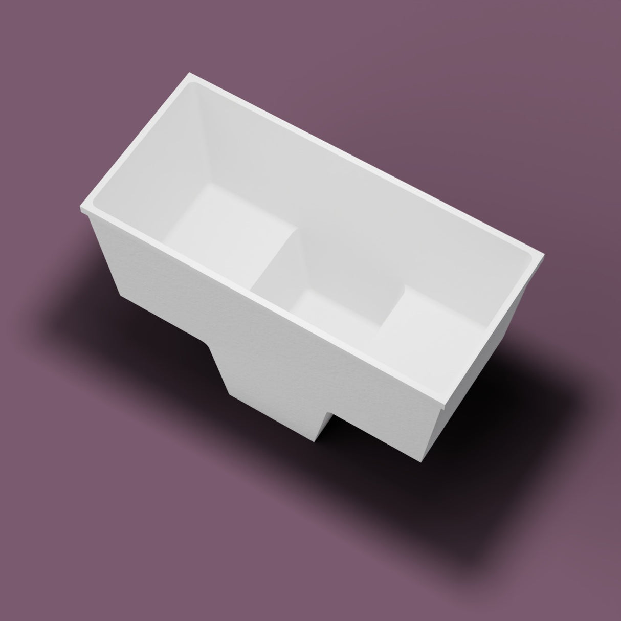 1500 x 700 Seated Soaking Tub — Overhead [render:highbird:nofeet] [bg:aubergine]