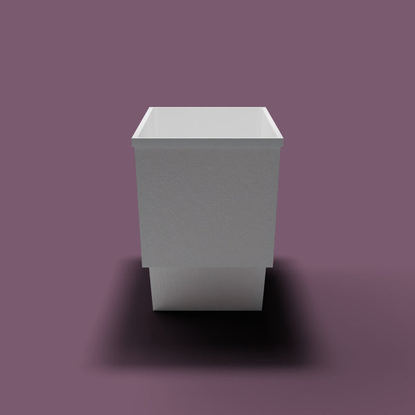 1500 x 700 Seated Soaking Tub — End view [render:endelev:nofeet] [bg:aubergine]