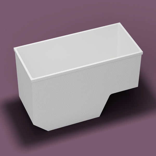 1500 x 700 Seated Soaking Tub — Three-quarter [render:heroL:nofeet] [bg:aubergine]