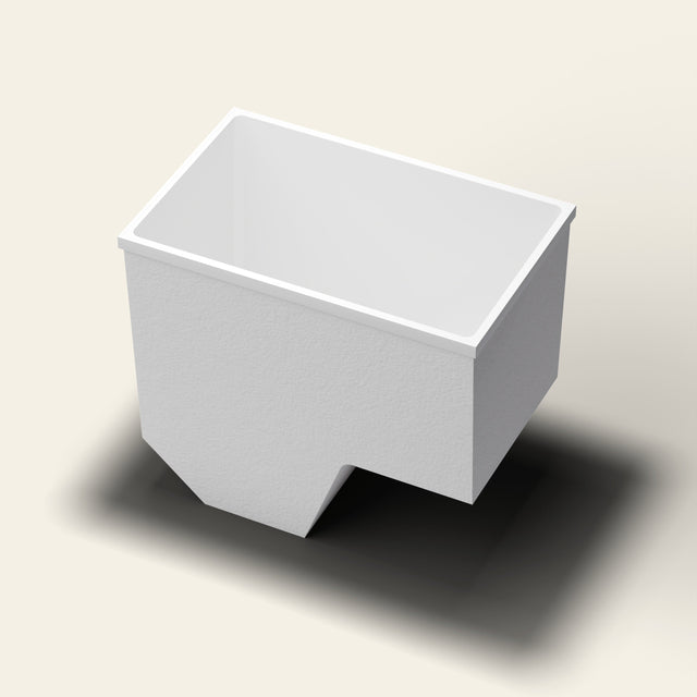 1100 x 700 Deep Seated Whirlpool Bath by Omnitub — three-quarter view