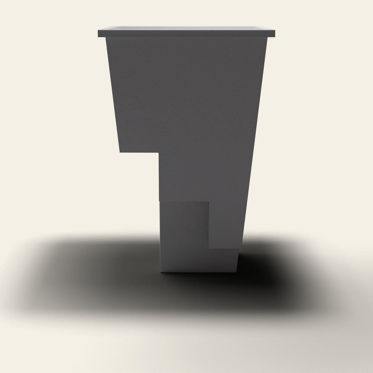 Omnitub 1000 x 1000 Stepped Plunge — side elevation [render:endelev:nofeet]