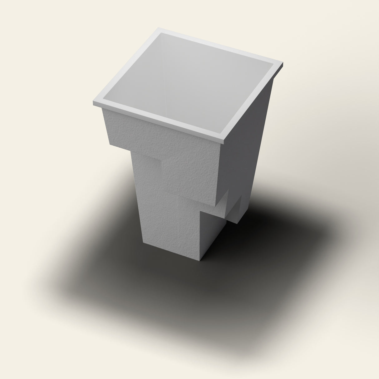Omnitub 1000 x 1000 Stepped Plunge — front three-quarter [render:hero:nofeet]