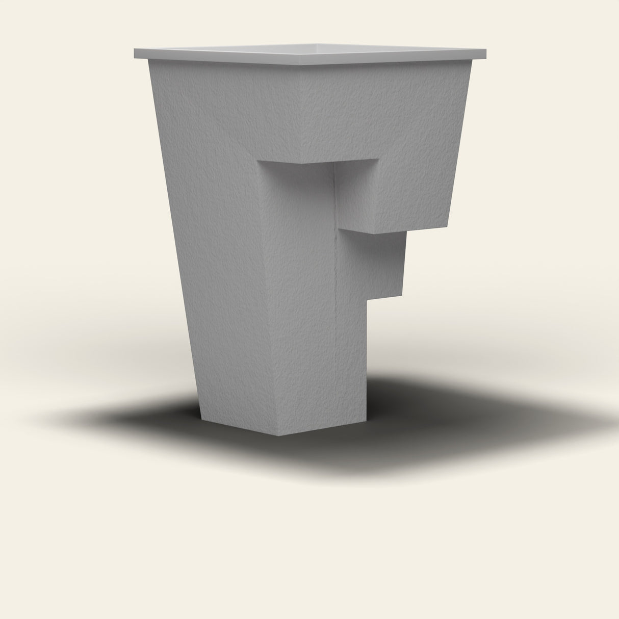 Omnitub 1000 x 1000 Stepped Plunge — low angle — hollow underside [render:lowcorner:nofeet]