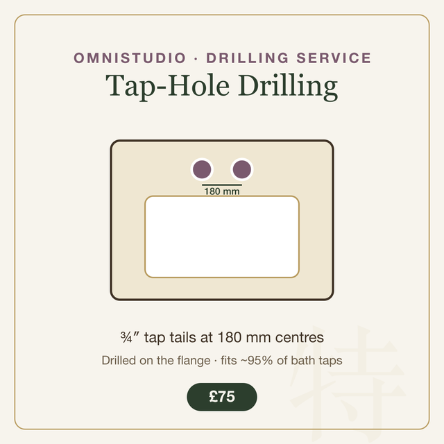 Tap Drilling Service — ¾inch tap tails at 180mm centres