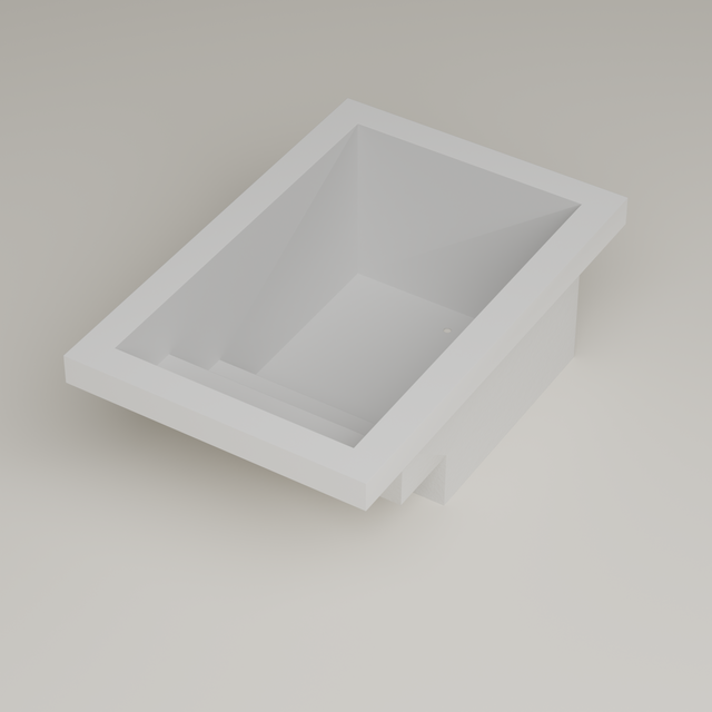 3000 × 2000 step-entry plunge & soaking tub — hero three-quarter view, matt white Omnigel