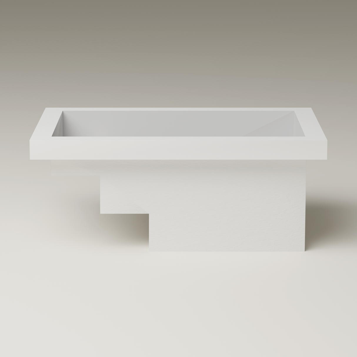 Side elevation — 3000 × 2000 step-entry plunge & soaking tub, matt white Omnigel