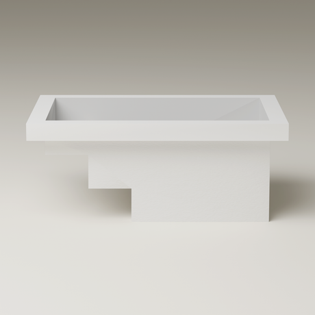 Side elevation — 3000 × 2000 step-entry plunge & soaking tub, matt white Omnigel