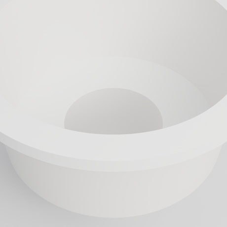 Omnitub 1500 Round Seated Soaking Tub in white — matt finish, 1500mm diameter, 1000mm internal depth with a 600mm seat and central footwell, rim and seat detail, handmade in Britain [render:round:08-rim-detail]