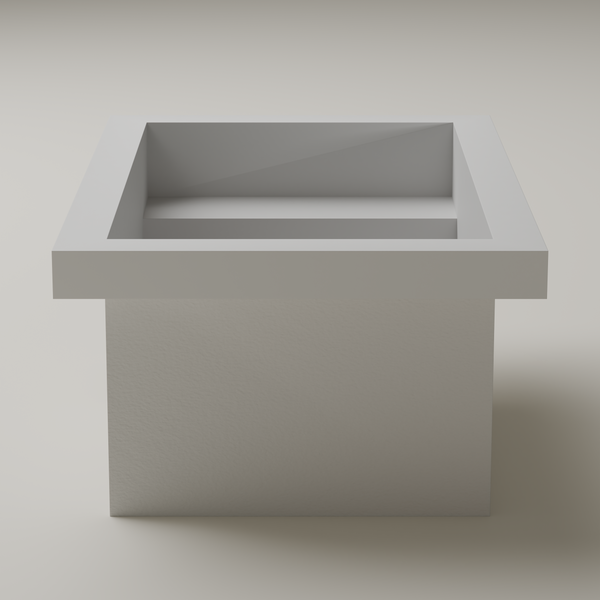 End elevation — 2000 mm width, deep well section