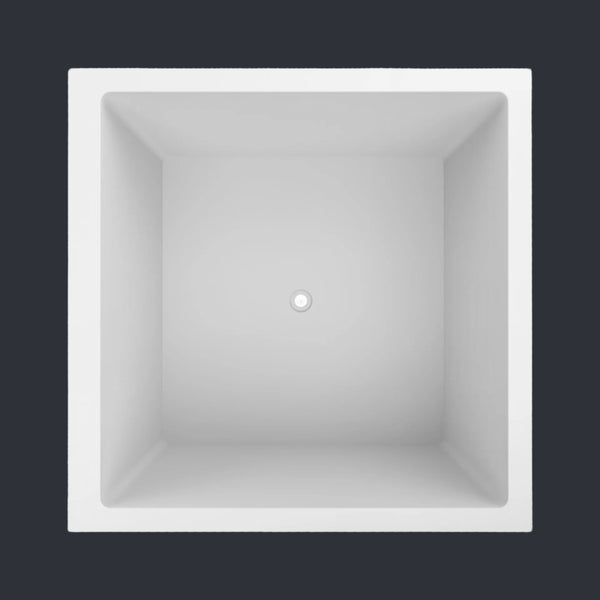 Omnitub 1400 x 1400 deep soaking tub 600mm depth square - side angle