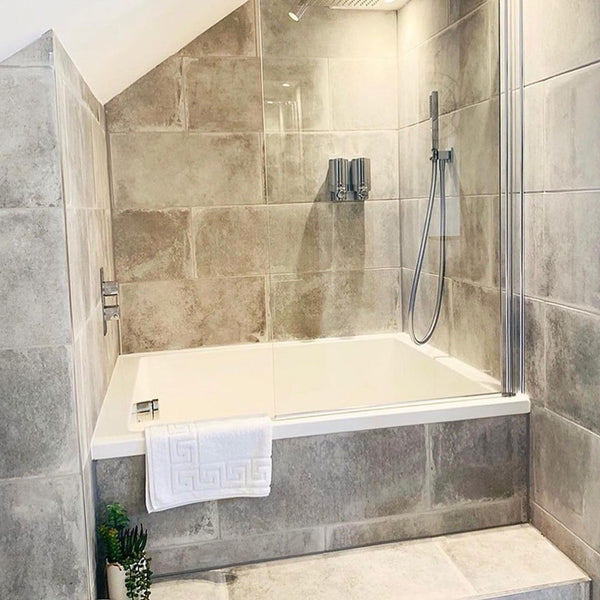 Omnitub Solo Plus 1250 x 1050 handmade UK deep soaking tub 600mm depth wide rectangular - styled setting
